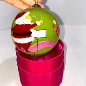 Pier 1 Imports Li Bien Glass Reverse Hand Painted Santa Conductor 2006 Edition
